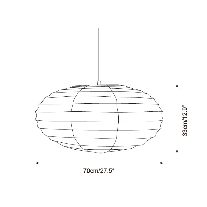 Akari 50EN large pendant lamp technical specification drawing showing 70cm diameter and 33cm height dimensions