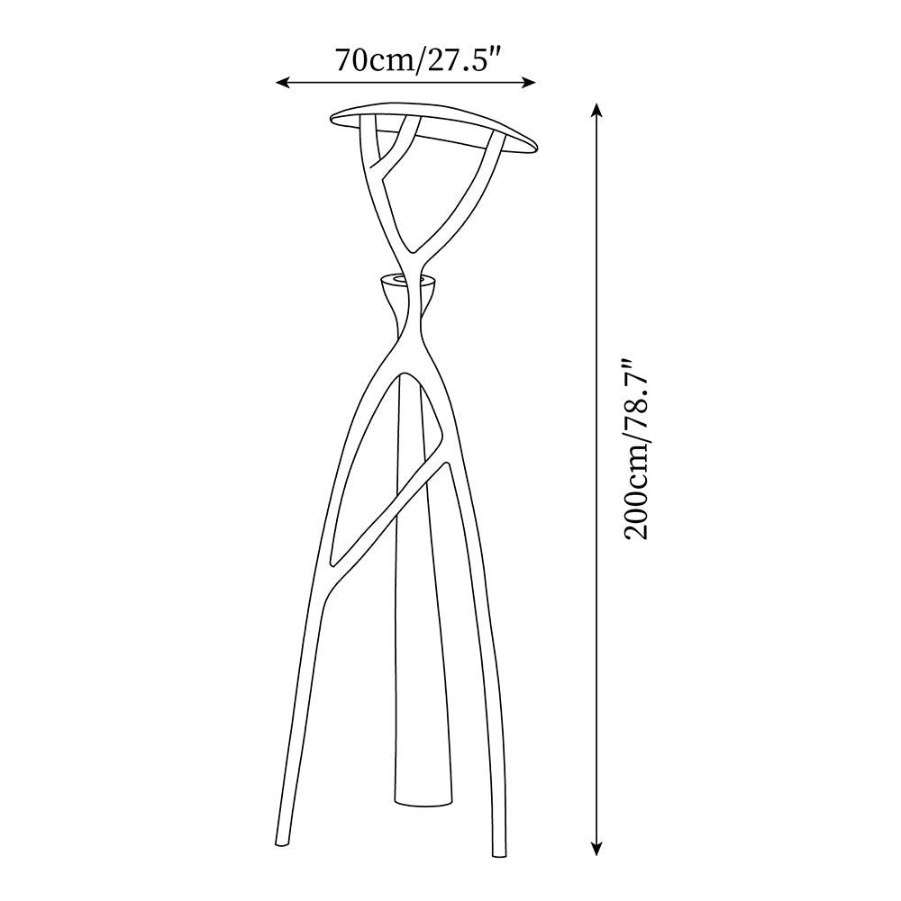 Blonski floor lamp technical line drawing orthographic view, 70cm width 200cm height dimensions