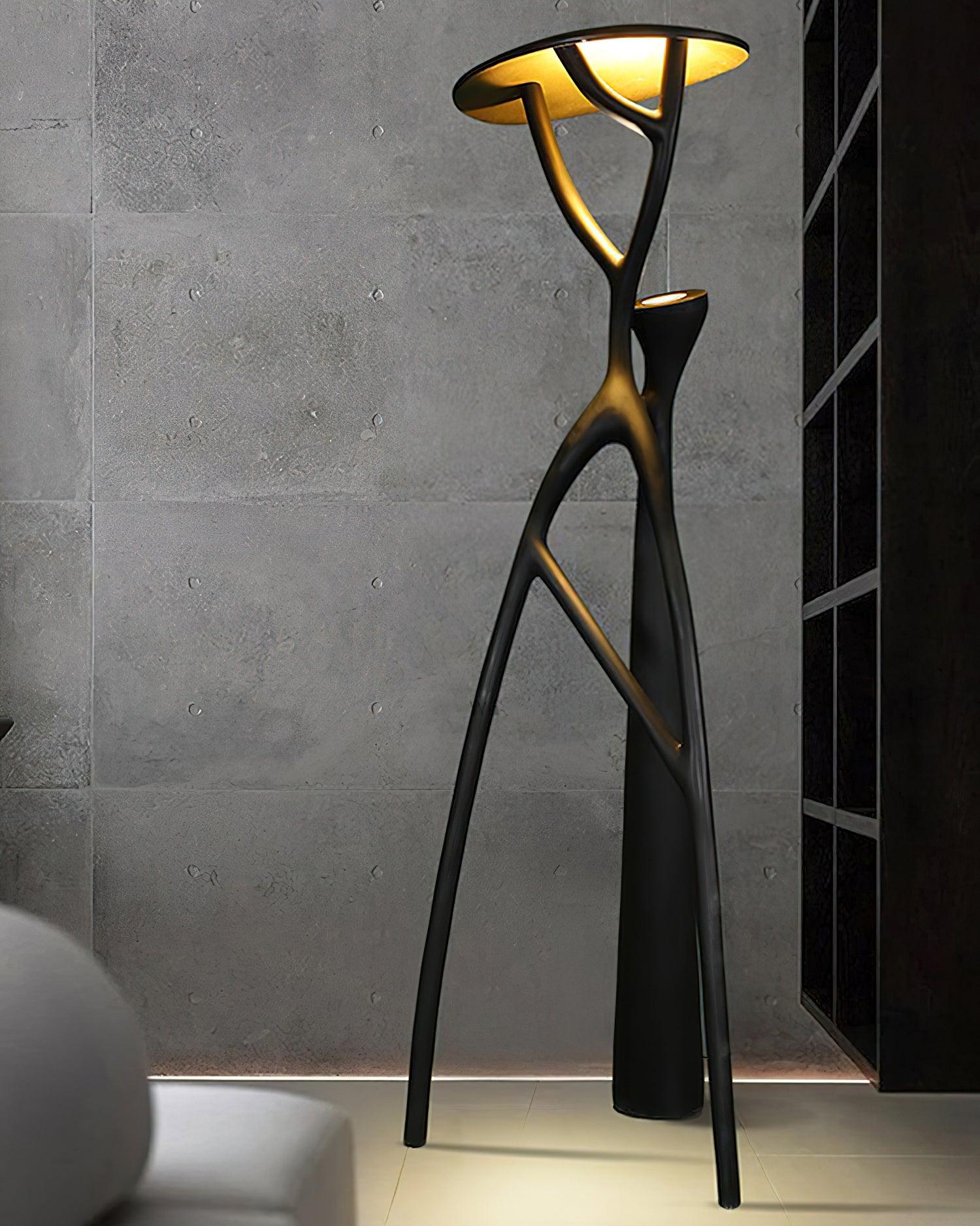 Blonski modern sculptural floor lamp detail view, integrated LED warm white 3000K color temperature