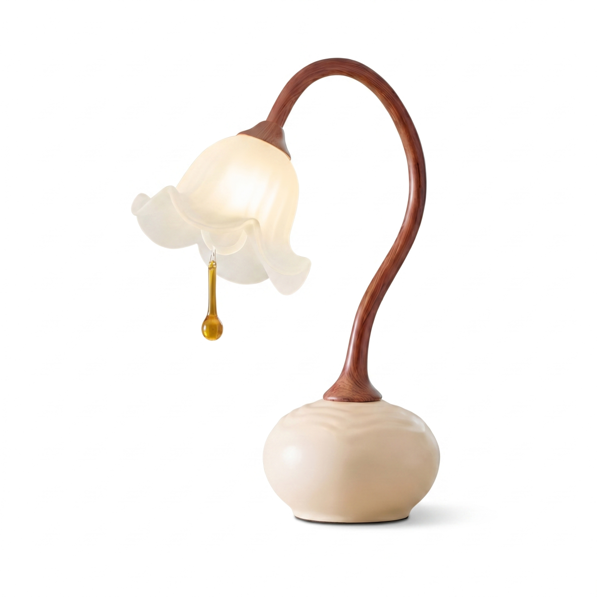Brivana table lamp available in white clear and walnut color with multiple regional plug options