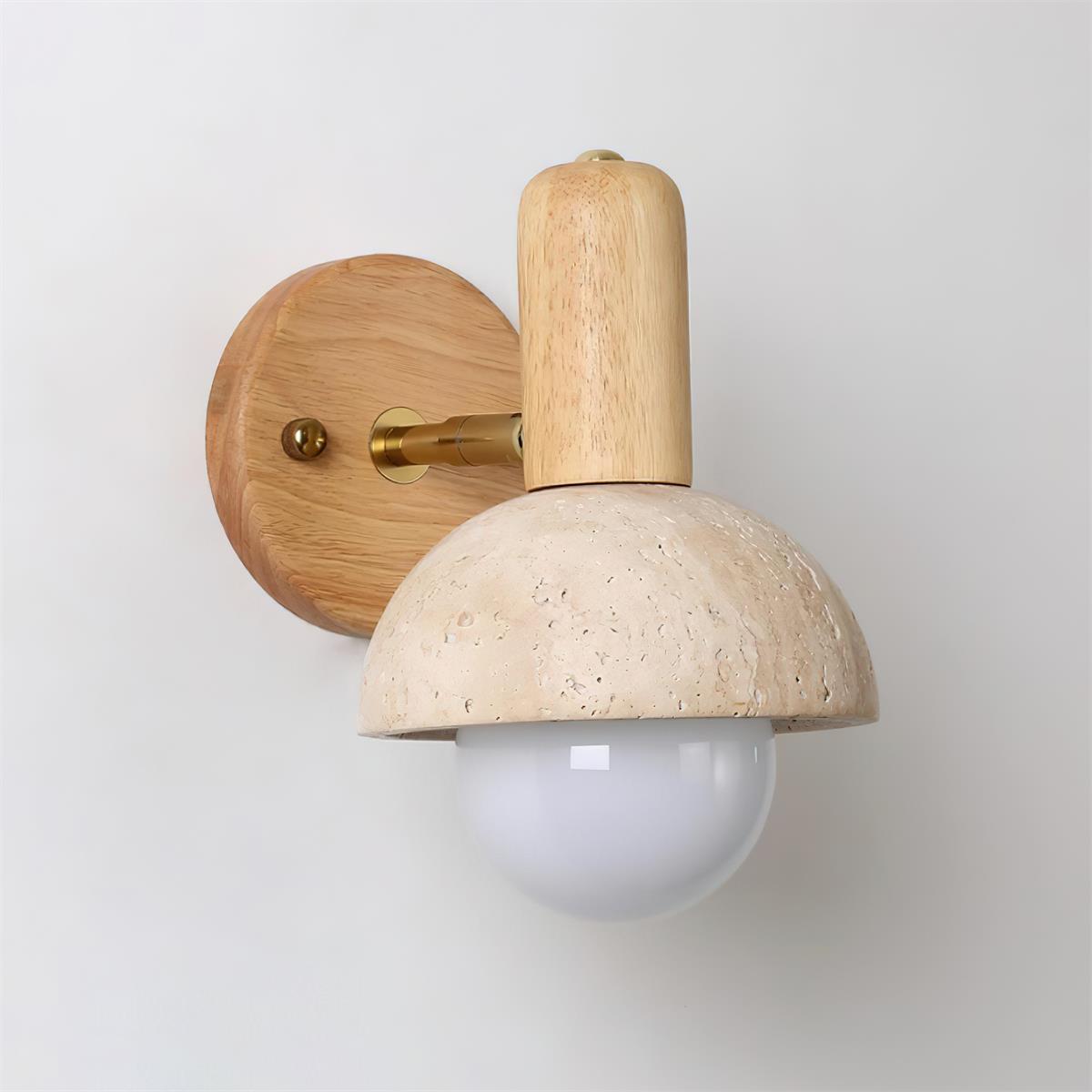 Contemporary travertine wall sconce showcasing minimalist aesthetic and natural material authenticity