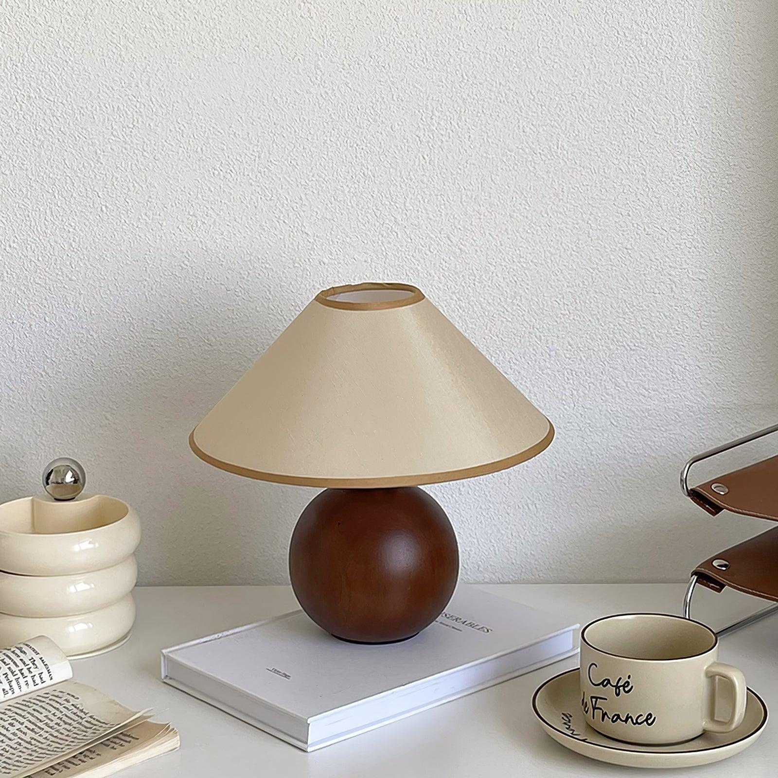 Mid-century modern table lamp on home desk with coffee cup and ceramic decor, minimalist workspace lighting