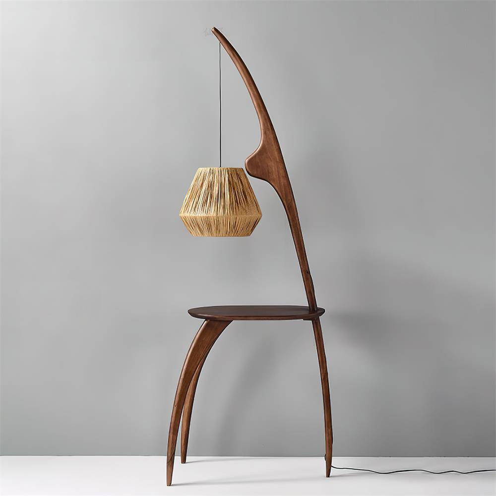 Arc floor lamp with side table feature, mid-century modern minimalist floor lighting