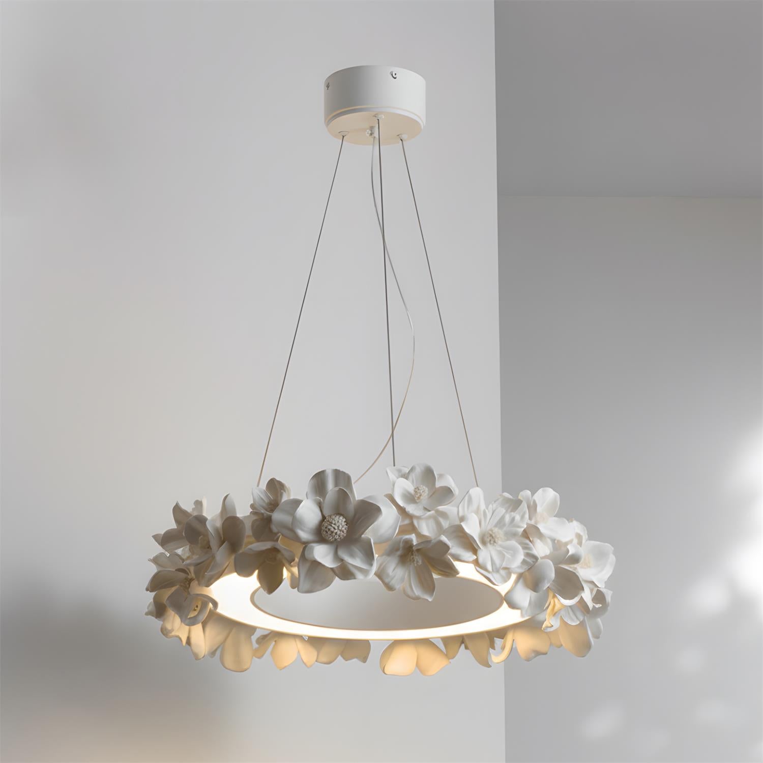 Model D Gardenia Loop Chandelier compact 55cm size intimate dining nook ceiling light fixture