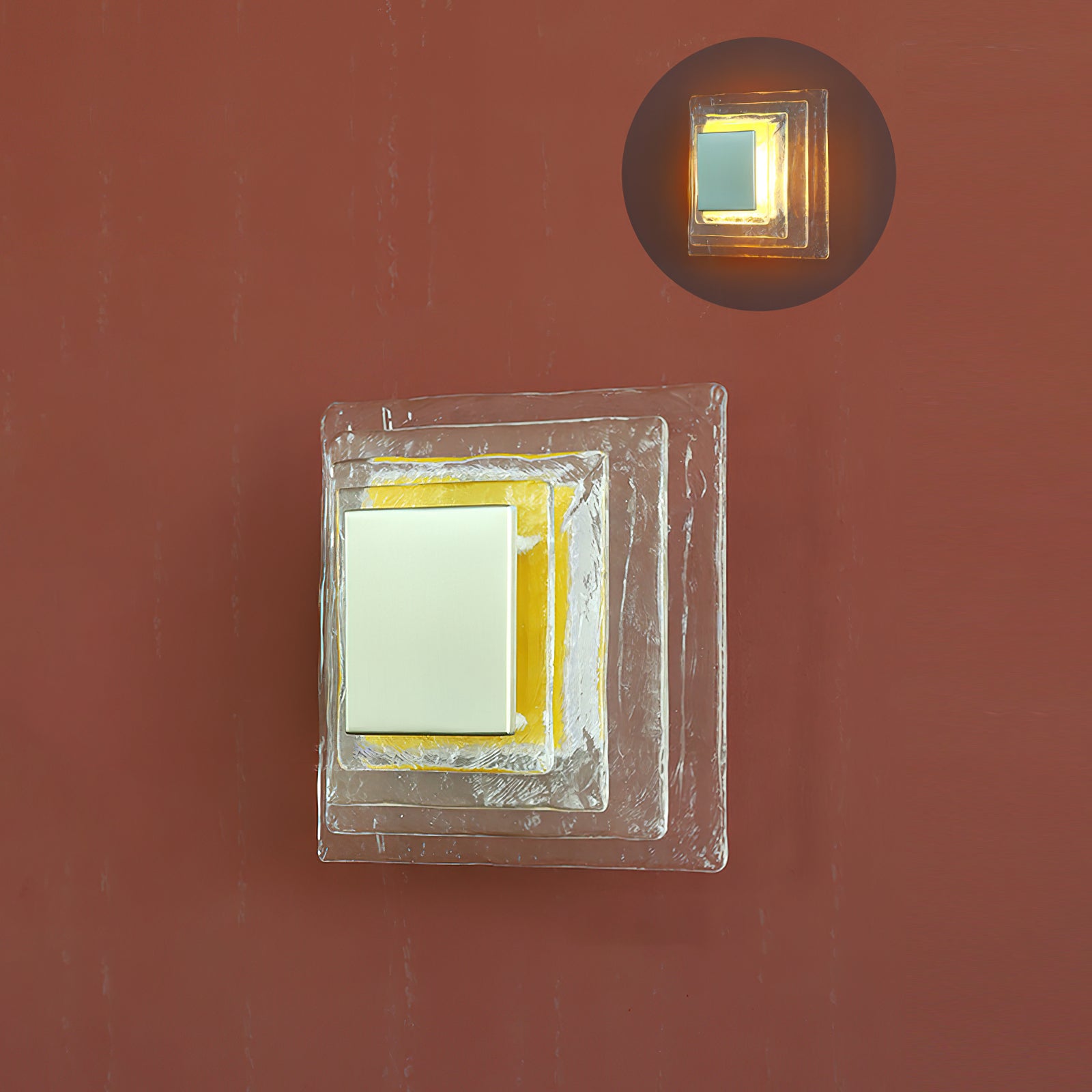 Glacira wall sconce large size 30cm frosted glass clear glass yellow acrylic variant
