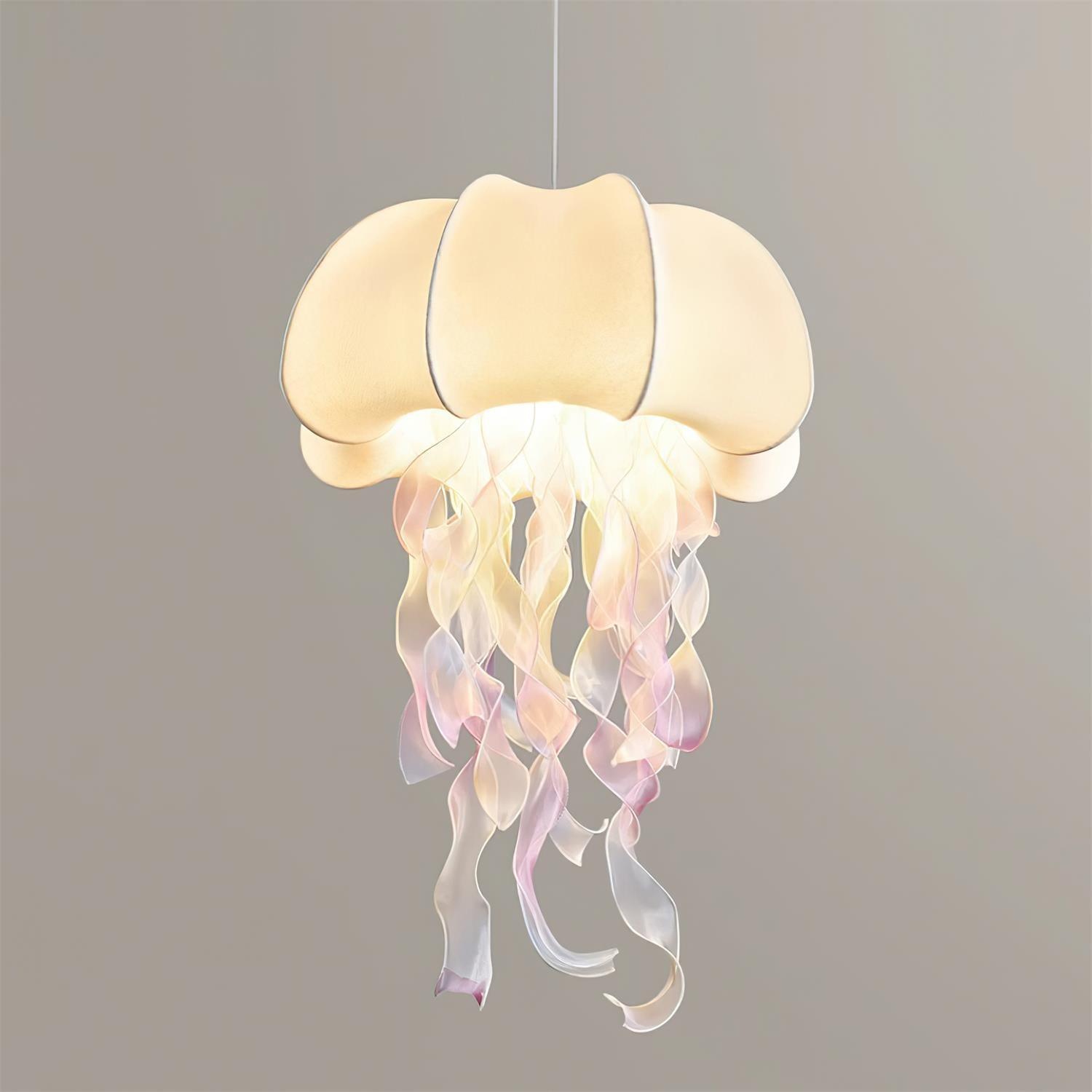 Jellyfish fabric pendant light with all three size variants comparison display