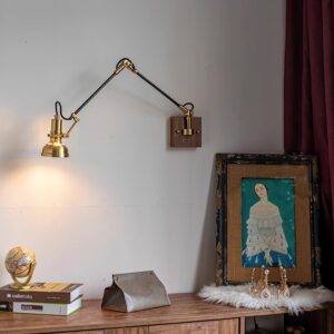 Kane swing arm wall lamp installed in modern home interior corner with vintage industrial decor