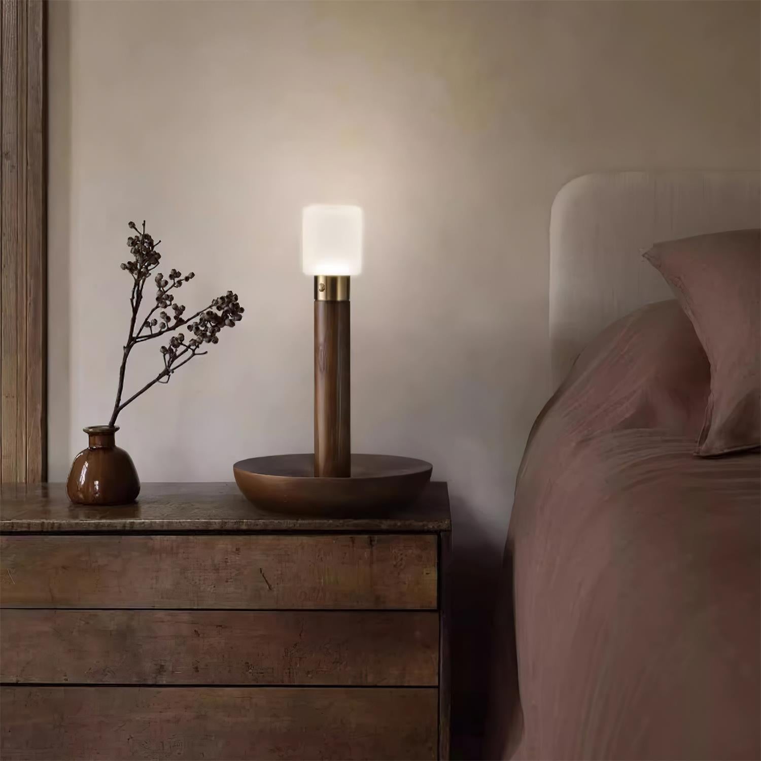 Wooden table lamp outdoor patio entertaining portable design covered outdoor space evening gathering
