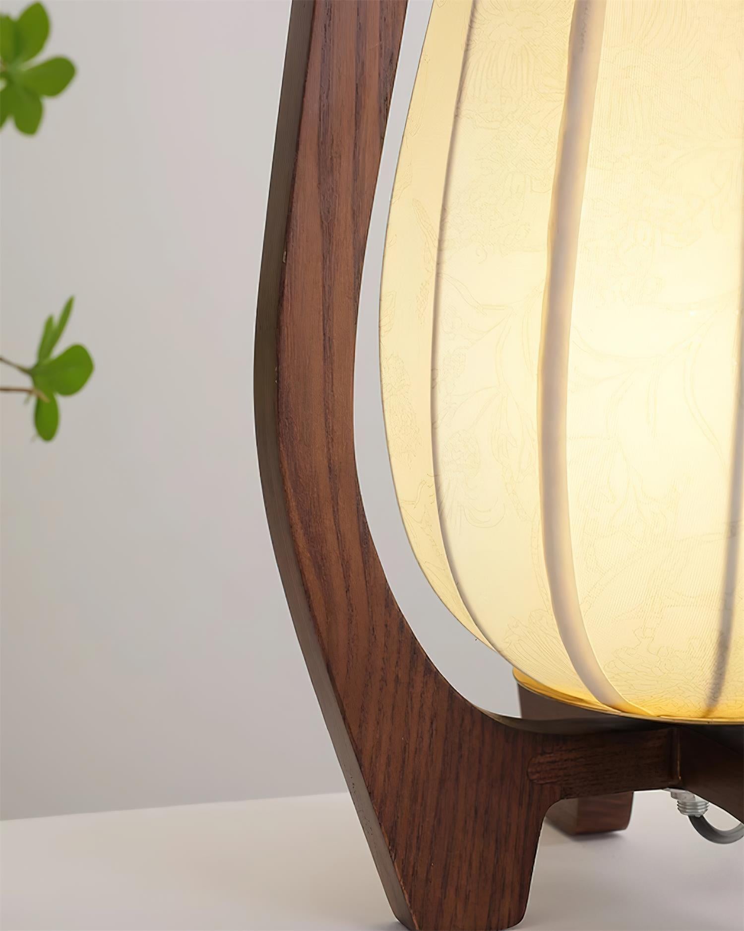 Wooden table lamp with dual-leg base structure, Nordic design contemporary home lighting fixture overview