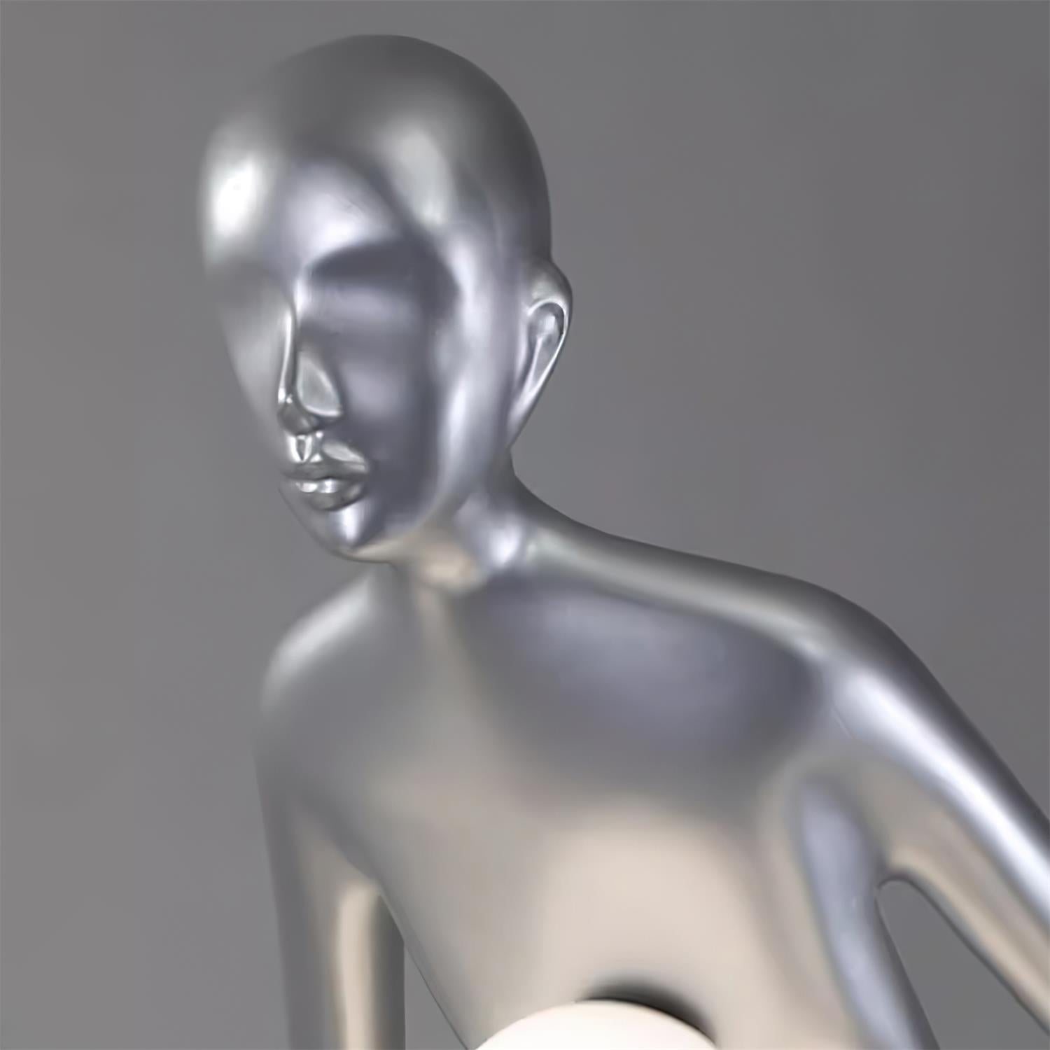 Milly human figure floor lamp black finish with multiple frosted globe light sources, artistic contemporary style