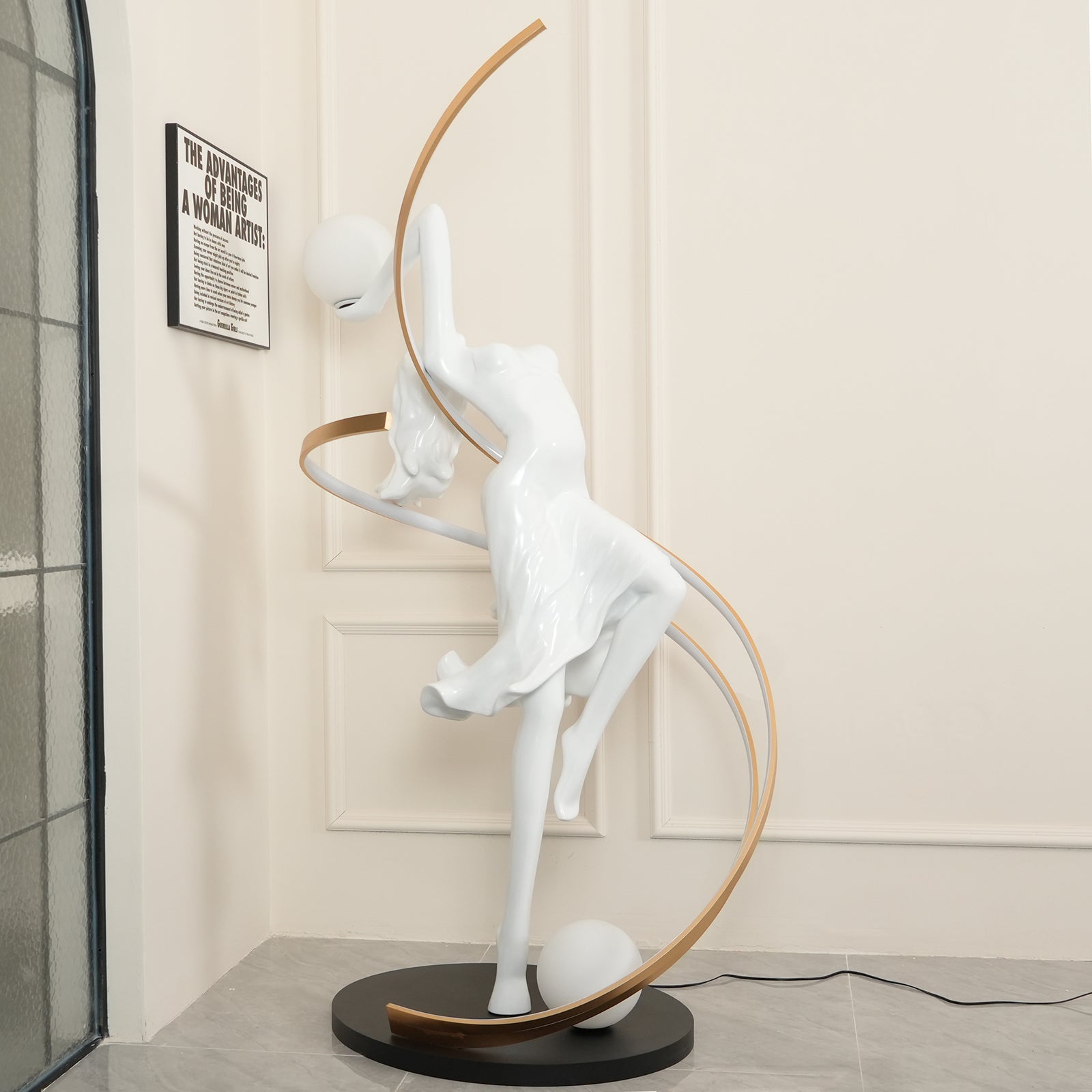 Goddess floor lamp curved sculptural lines and graceful body posture highlighting design elegance