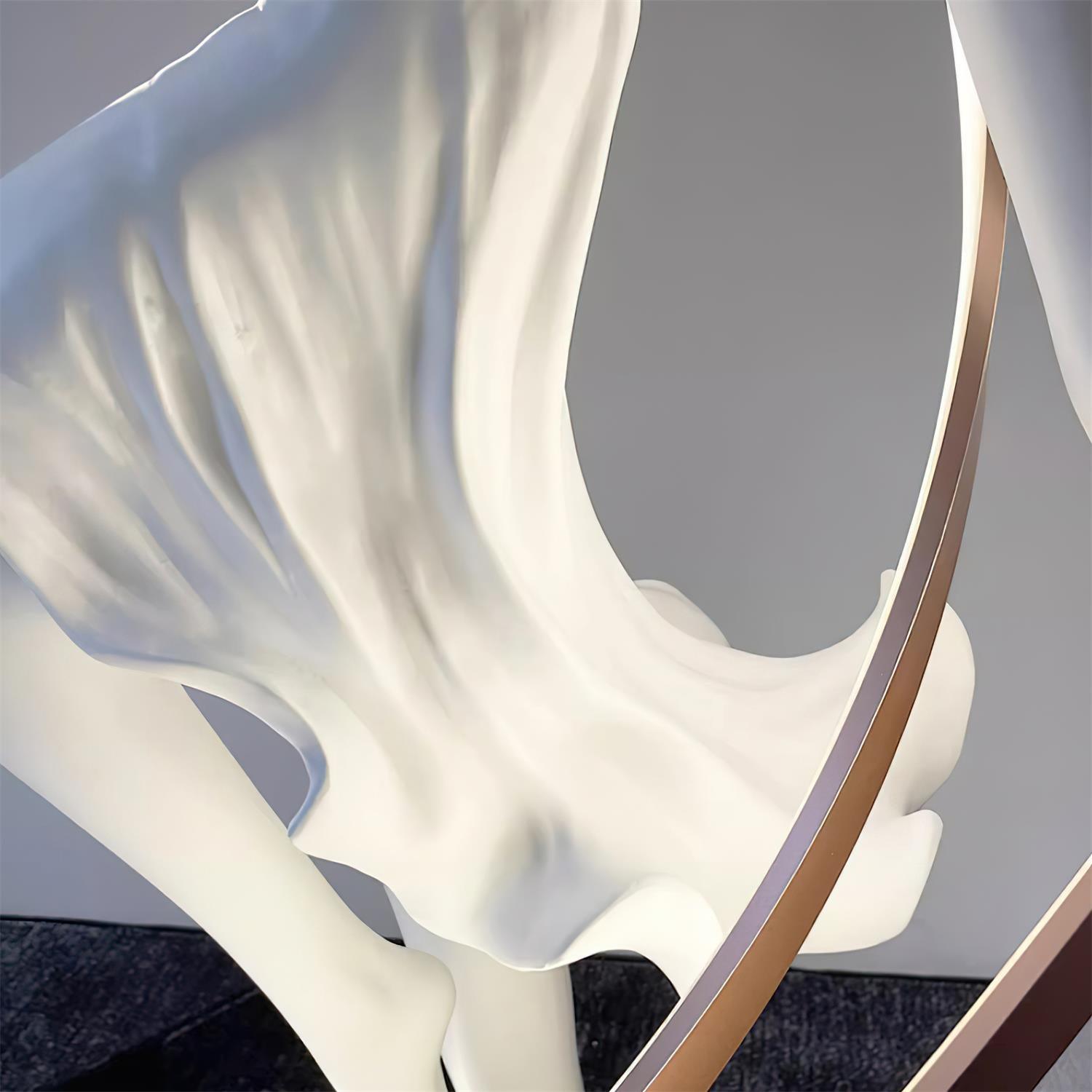 Goddess floor lamp middle section with curved metal bands showing artistic metal work integration
