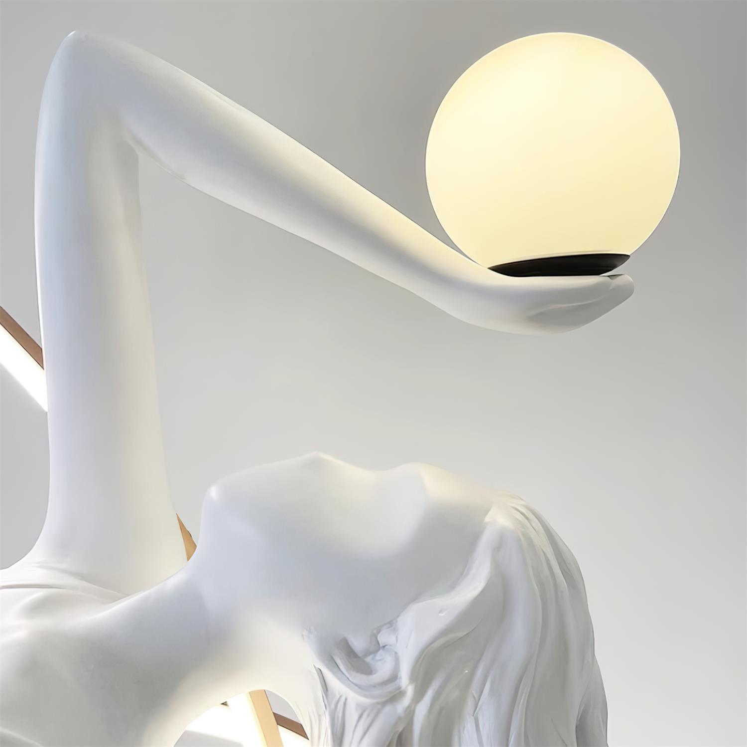 Goddess floor lamp base and lower sculptural form showing stance and structural stability