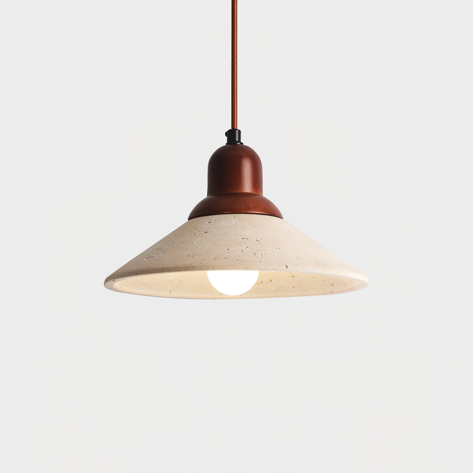 Travertine pendant light Mediterranean style tuscan interior design warm stone accent fixture
