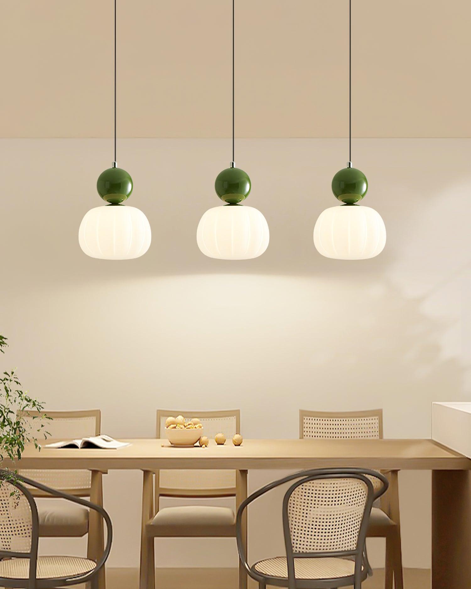 Morris pendant light green finish - contemporary jewel tone pendant fixture design view