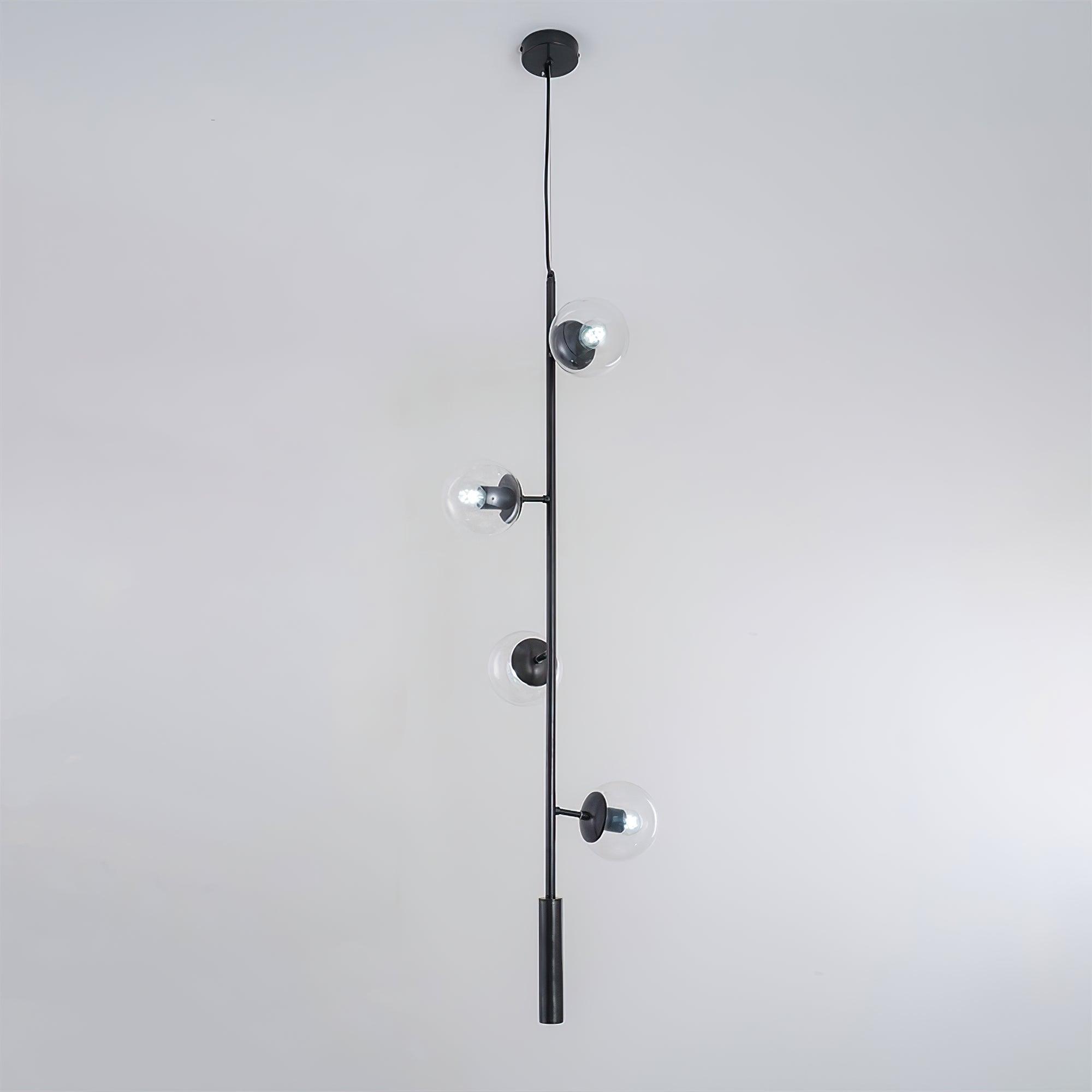 Crystal clear glass orb chandelier maximizing light transmission in contemporary space
