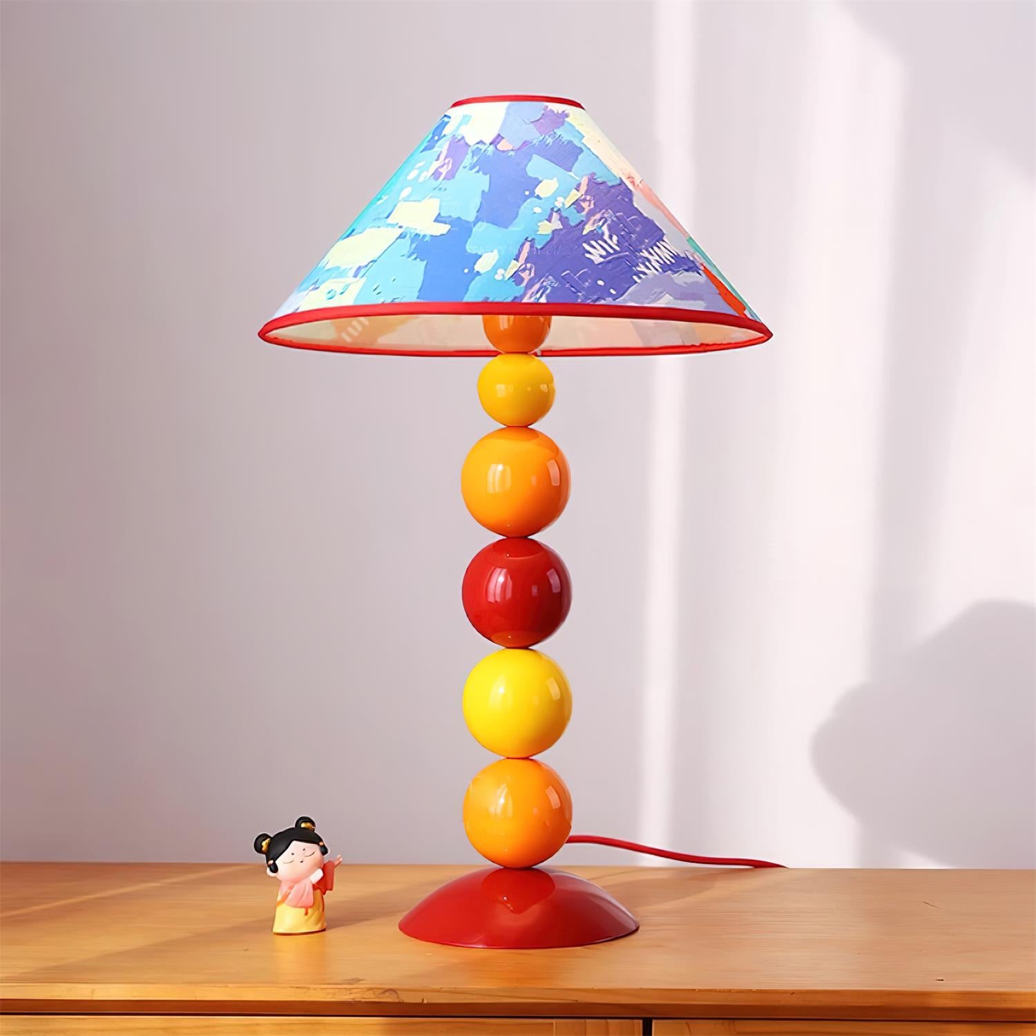 Sunset Harmony decorative lighting with warm-toned base and printed fabric shade - modern maximalist home accent lamp
