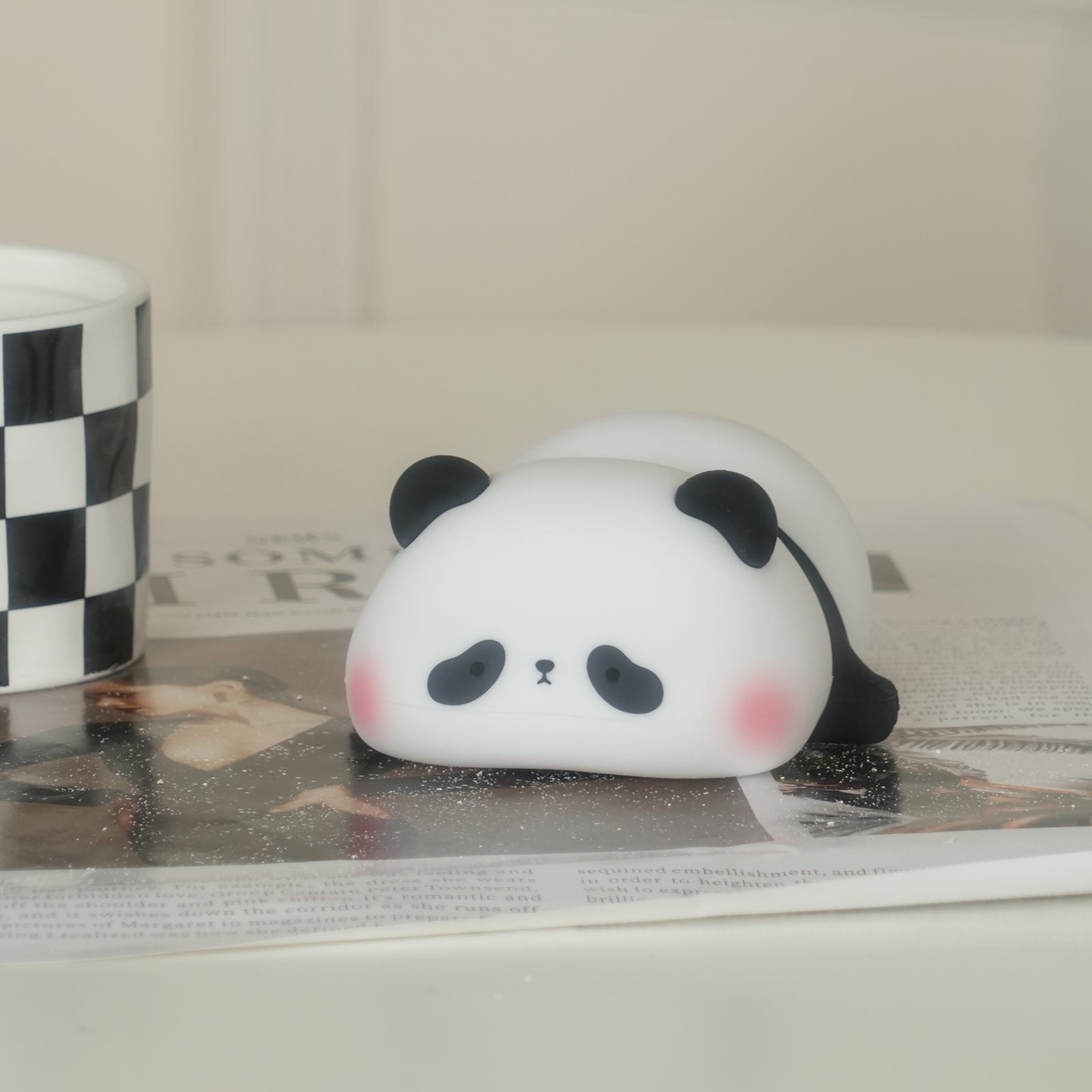Black and white panda silicone night light cute decorative lamp with LED glow