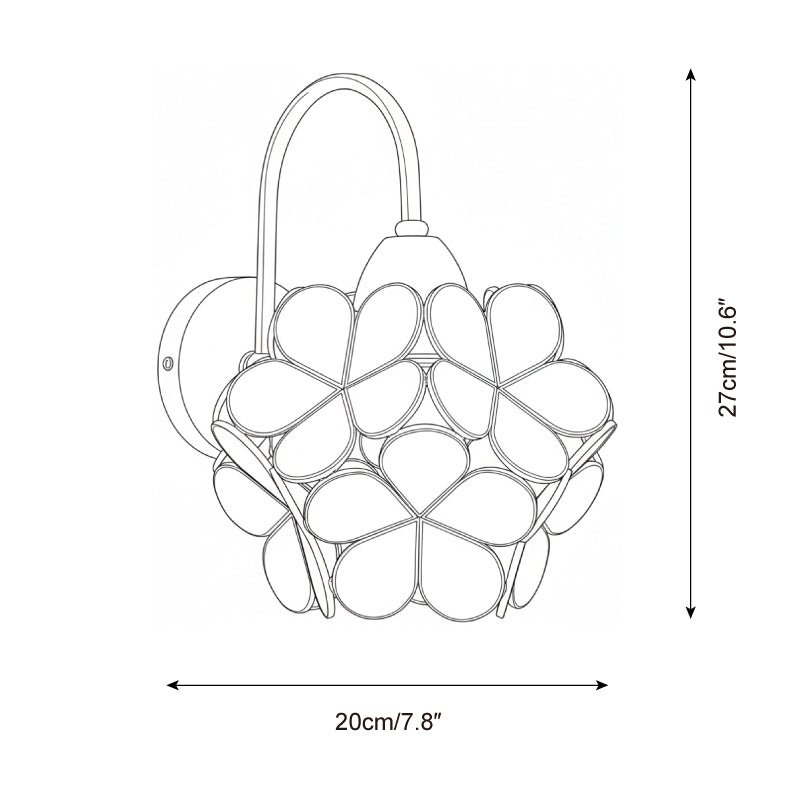 Petalora floral wall sconce botanical stained glass petal design and brass hardware detail