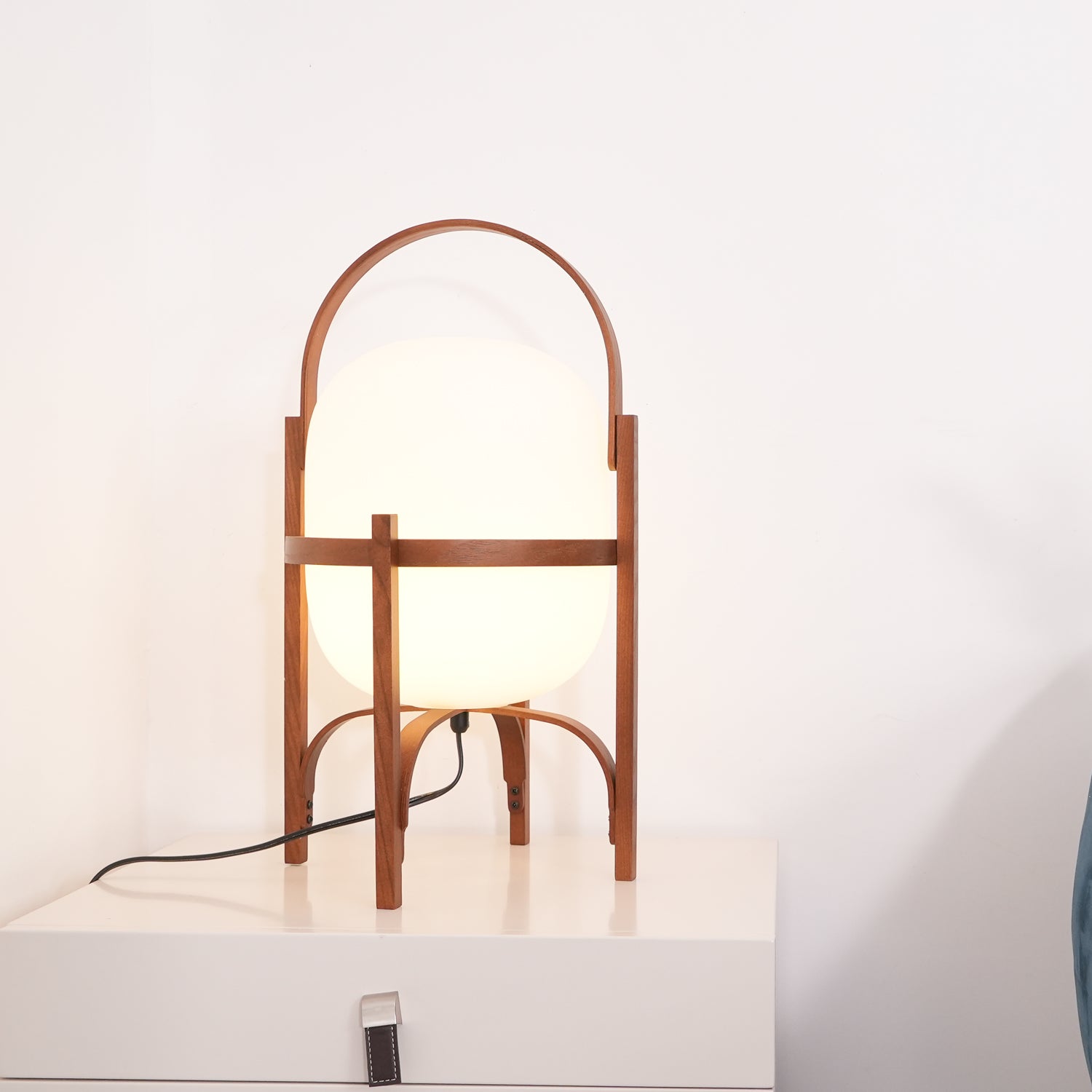 Lantern glass lamp mid-century modern interior design styling