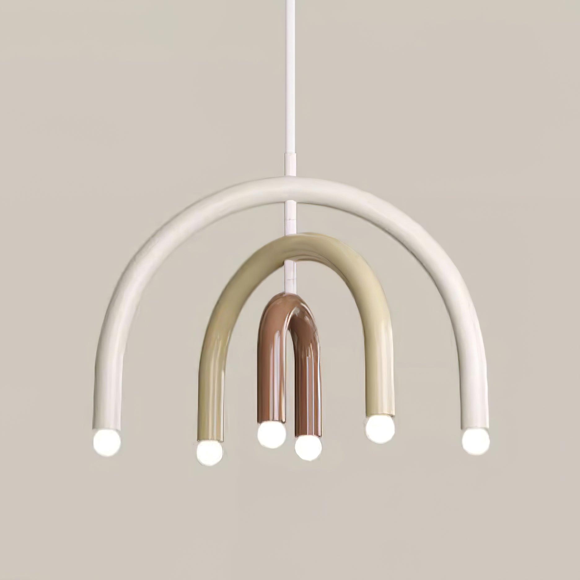 Brown coffee gradient rainbow arc pendant light fixture premium metal construction