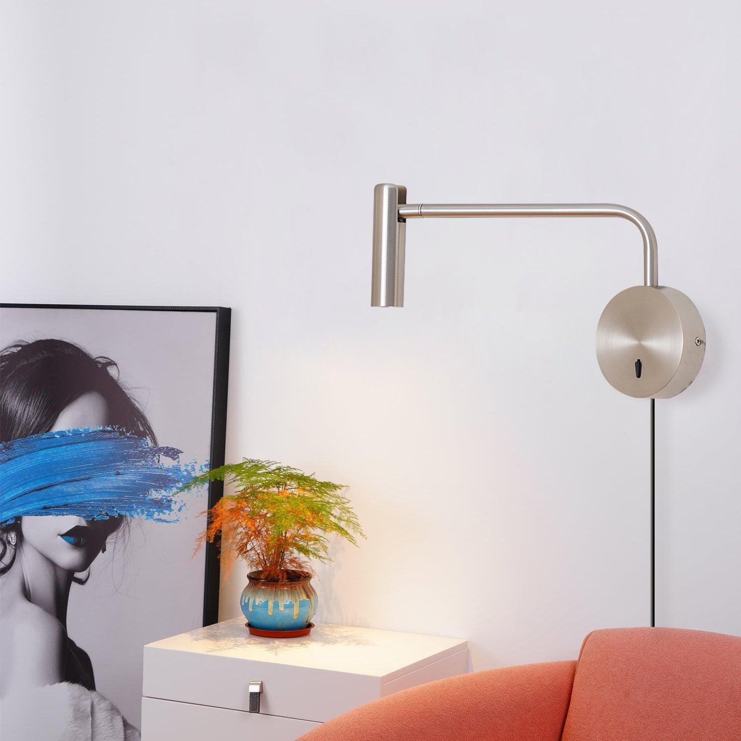 Rizo Reading Wall Lamp sand nickel finish adjustable pivoting arm detail shot