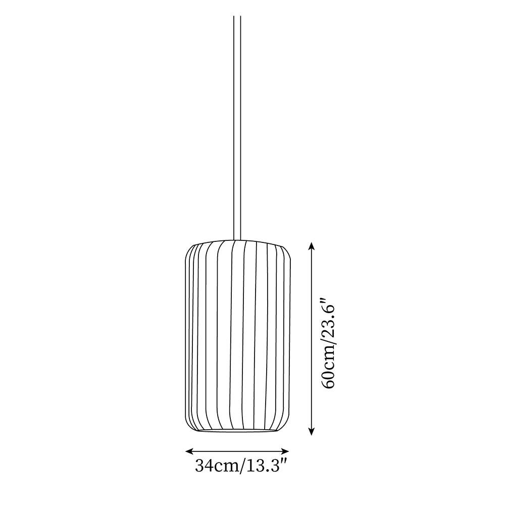 Technical dimension diagram Model B - 34cm diameter x 60cm height pendant light specifications