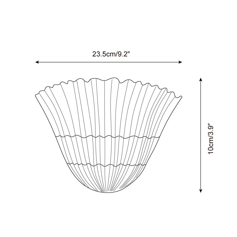 Shellora Model E linear shell sconce 23.5cm width dimension diagram