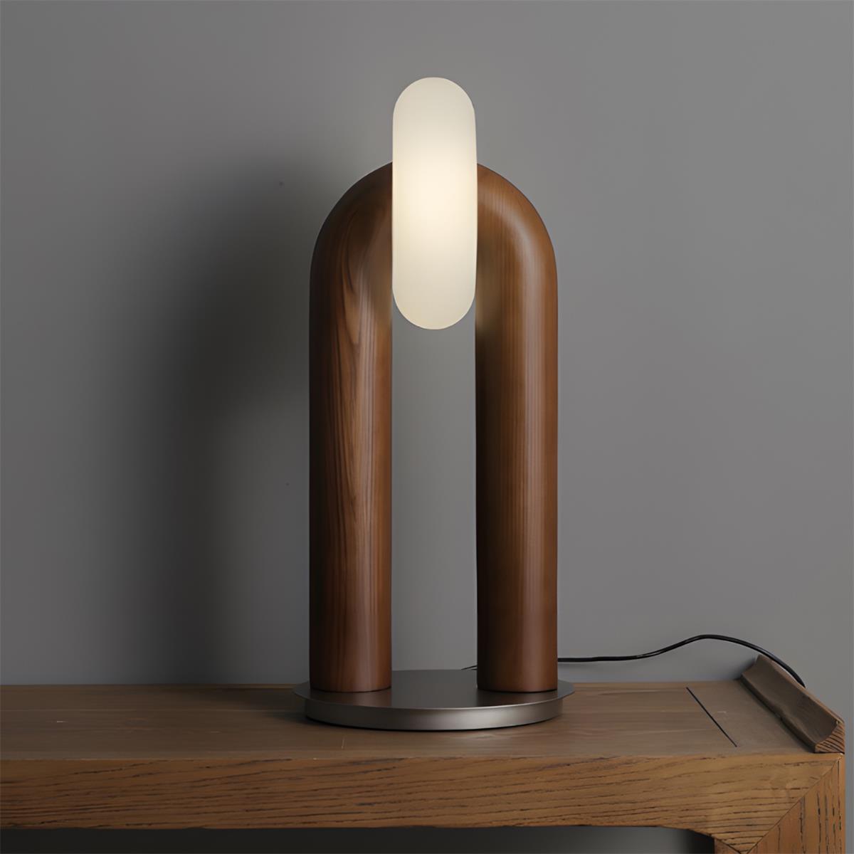 Teelo table lamp walnut color finish showcasing rich wood aesthetic in contemporary living space