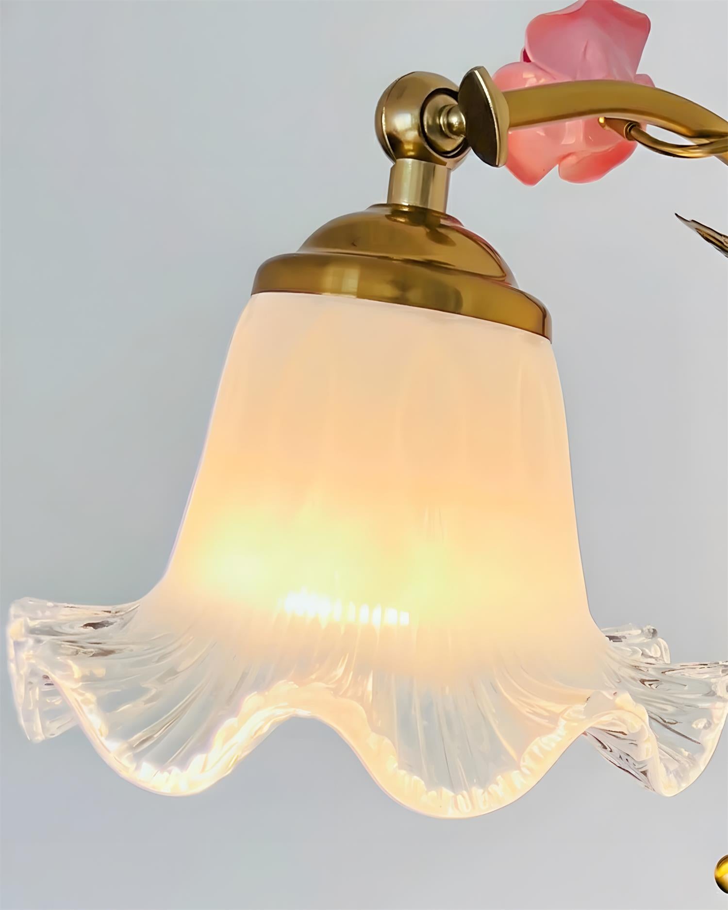 Roseraie Verse floral wall lamp in damp-rated bathroom vanity installation