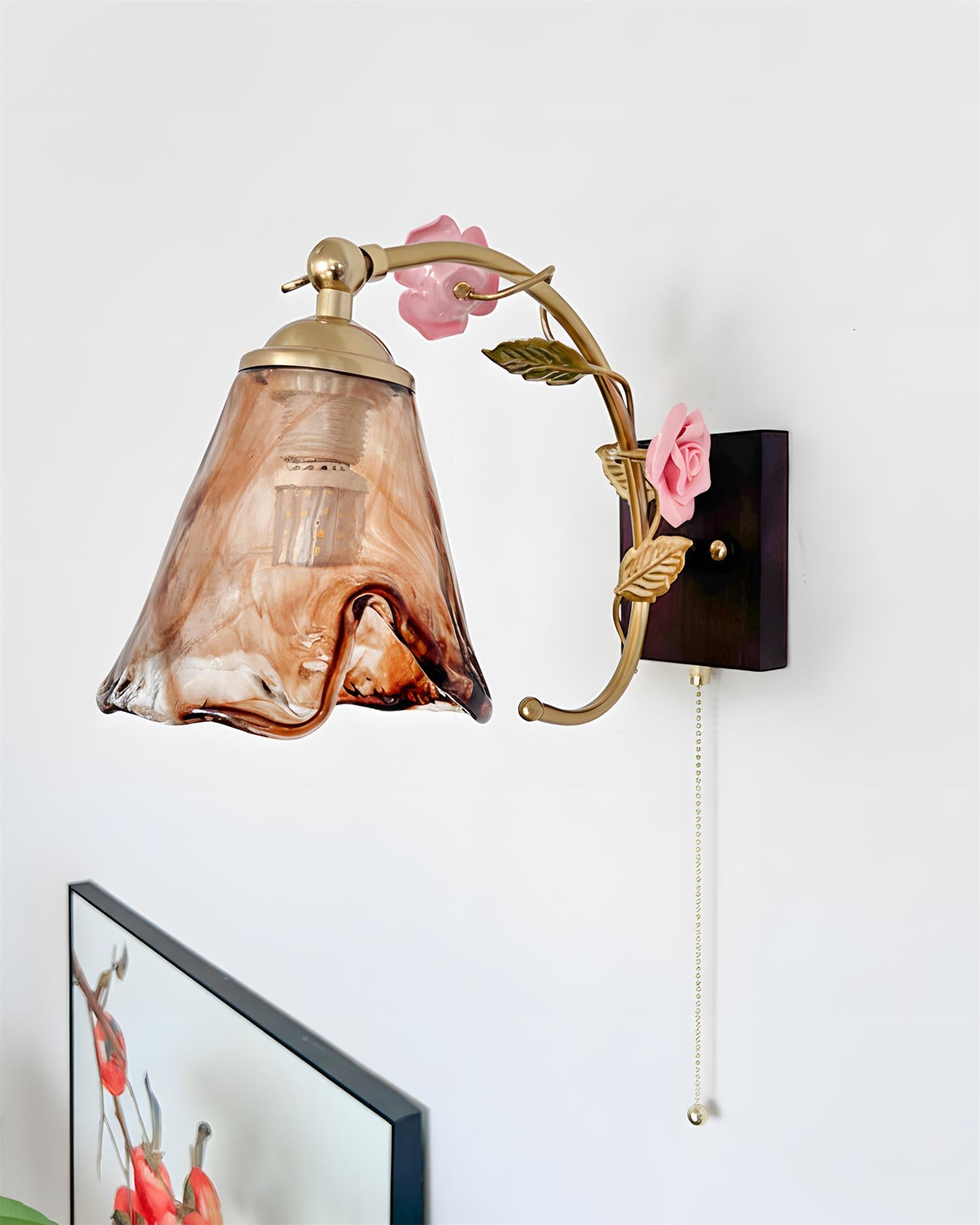 Roseraie Verse wall sconce with dimmer switch compatibility demonstrating light intensity control