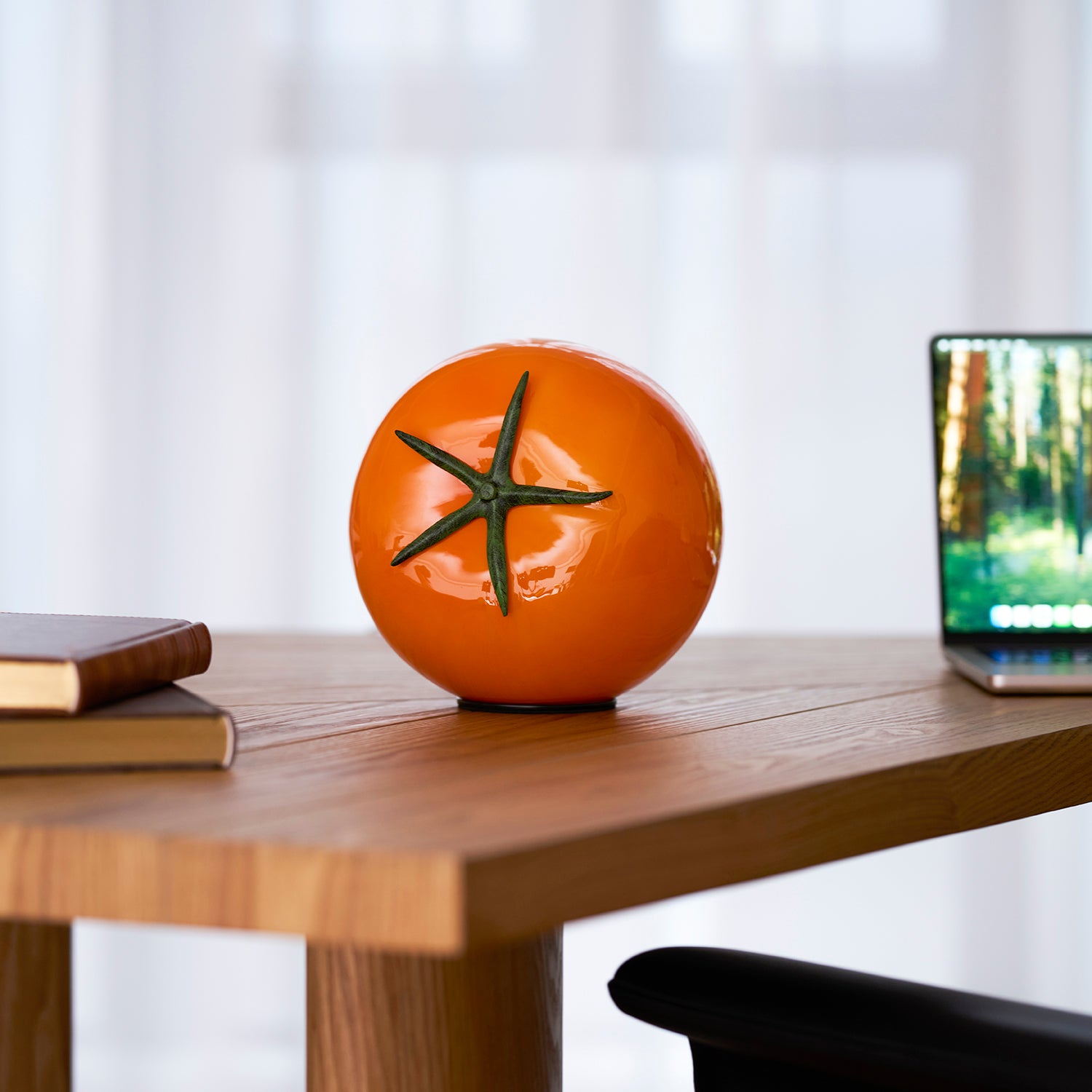 Yellow tomato table lamp bringing cheerful color to home decor - modern glass lighting