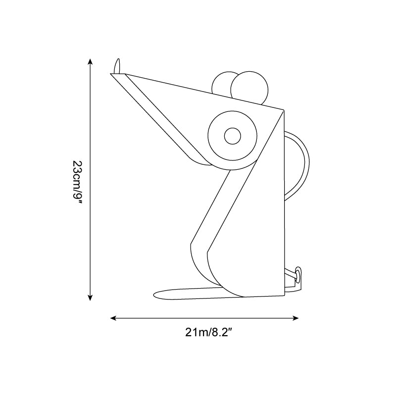 Technical line drawing schematic of green mouse table lamp showing 23cm height and 21cm diameter specifications