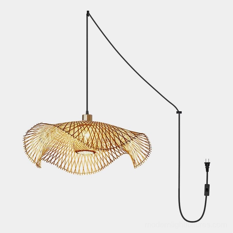 100cm statement-size handwoven bamboo lotus leaf pendant lamp for commercial spaces and expansive residential applications