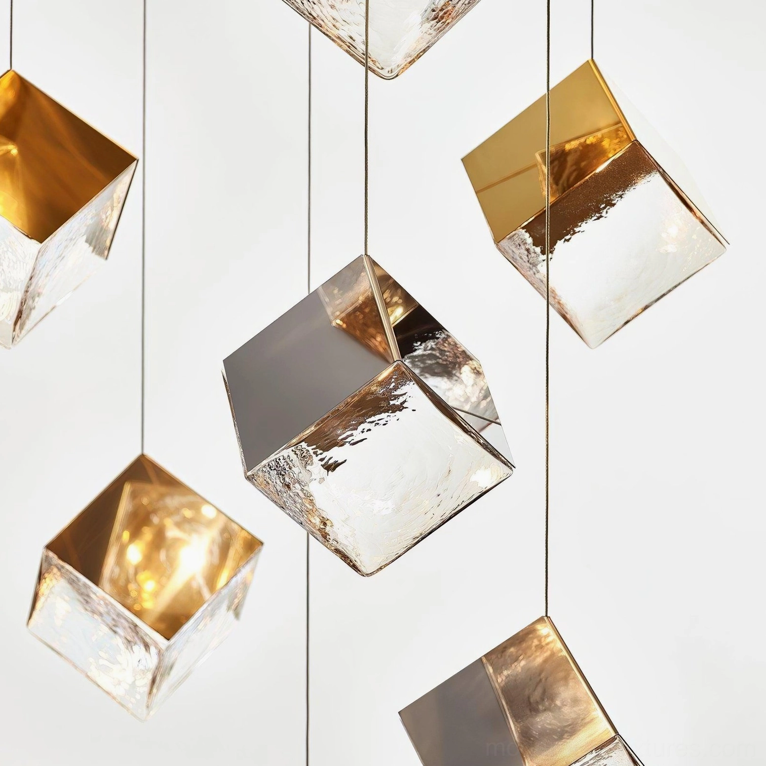 12-head geometric cube chandelier large commercial venue installation