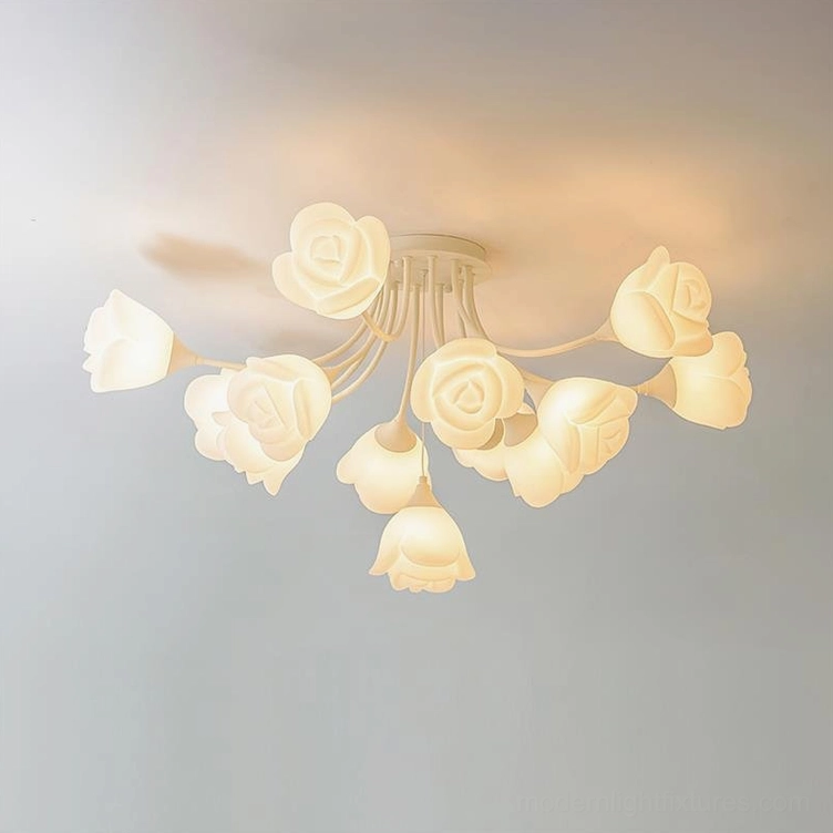 13-head grand rose ceiling light 100cm diameter with artistic petal shade cluster design