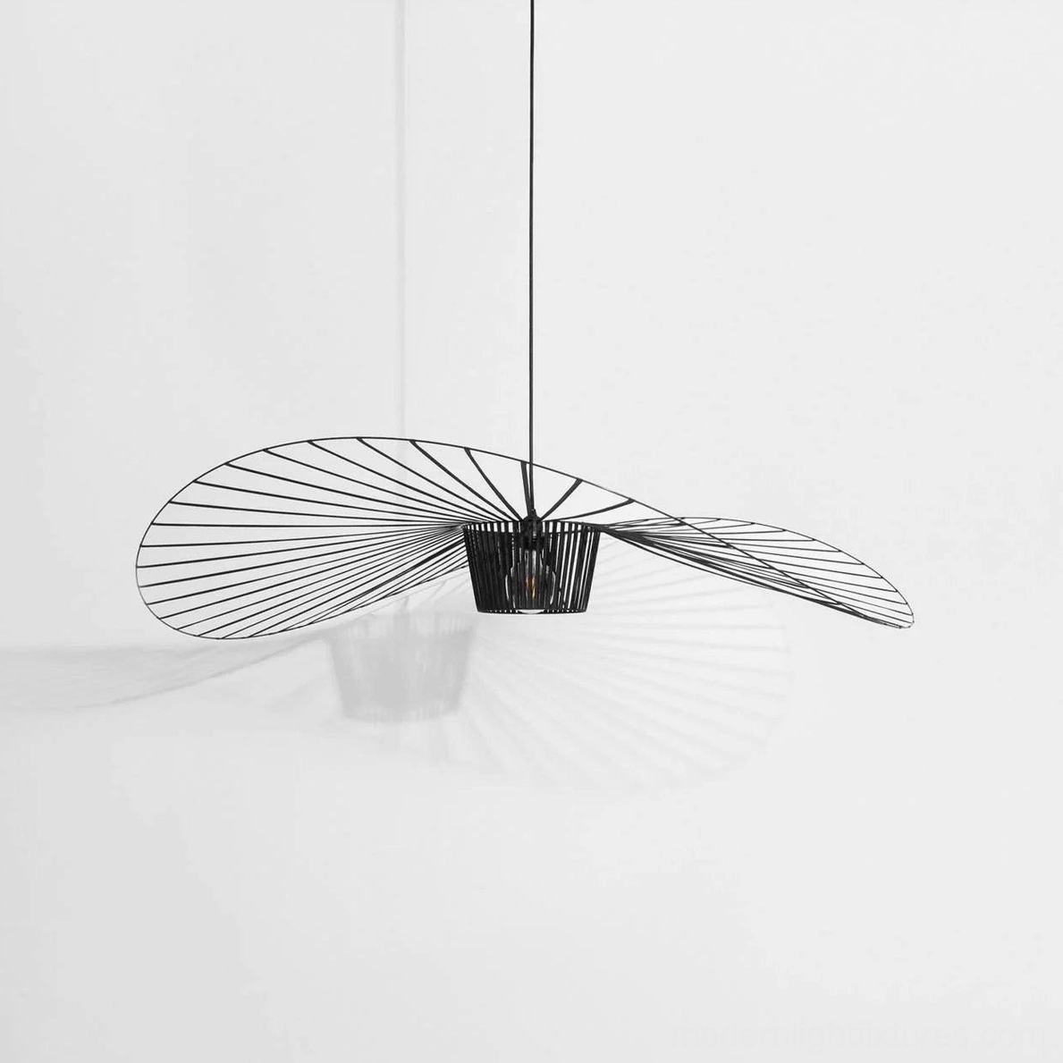 169cm woven fiber glass pendant creating visual boundary in open-plan environment