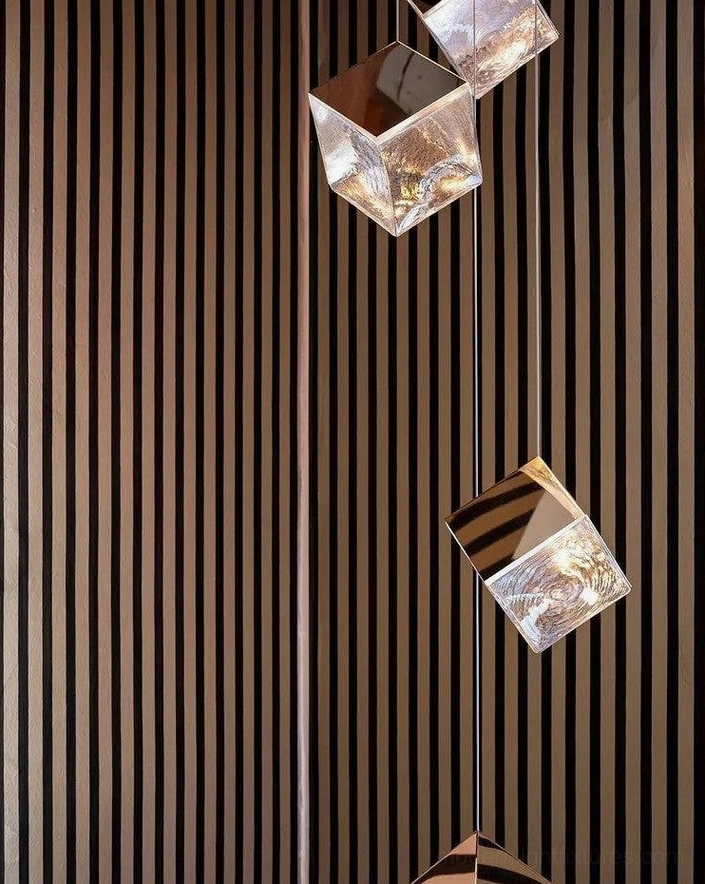 Large 26-head geometric cube chandelier premium venue lighting solution