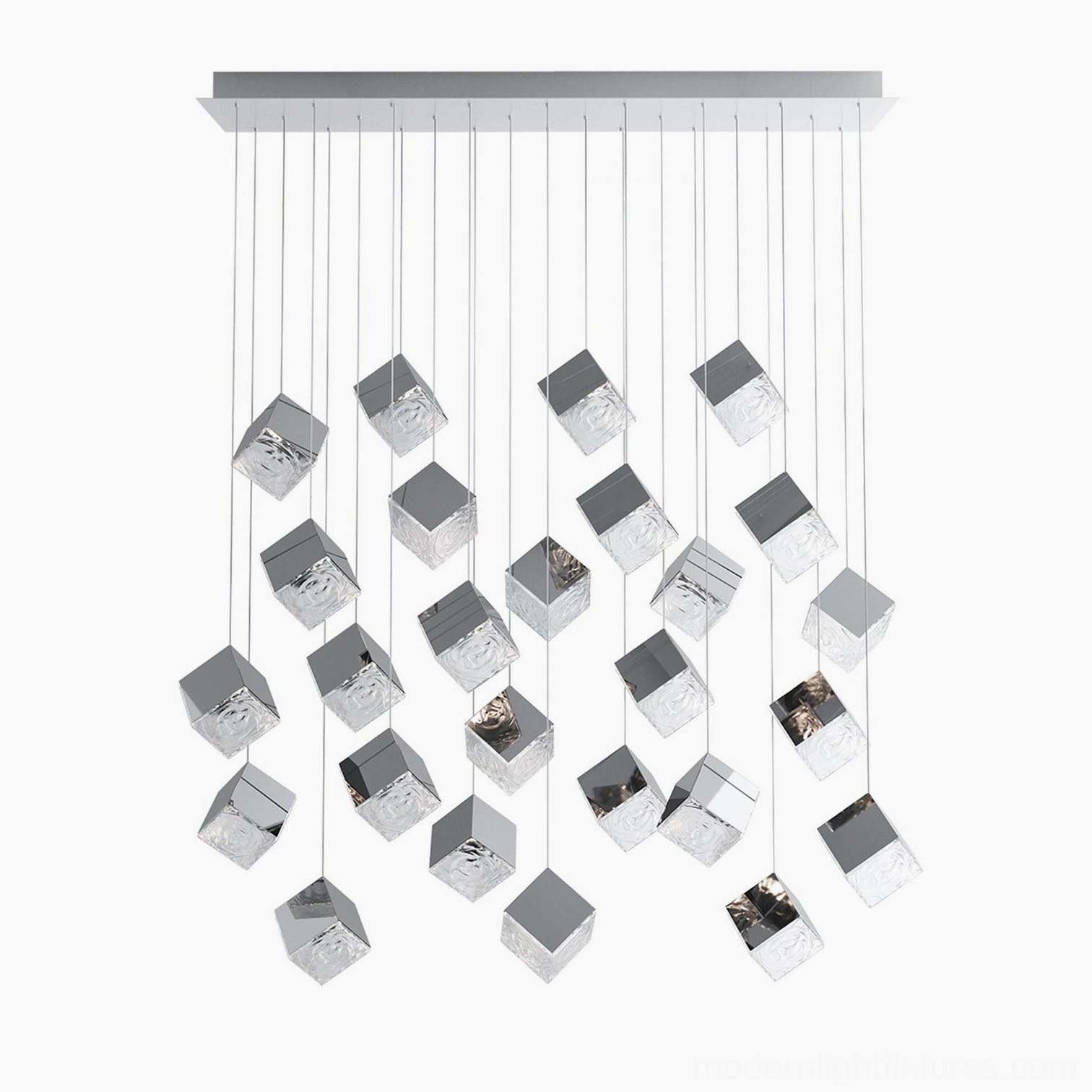 Modern geometric glass cube chandelier 26-head round configuration showcase