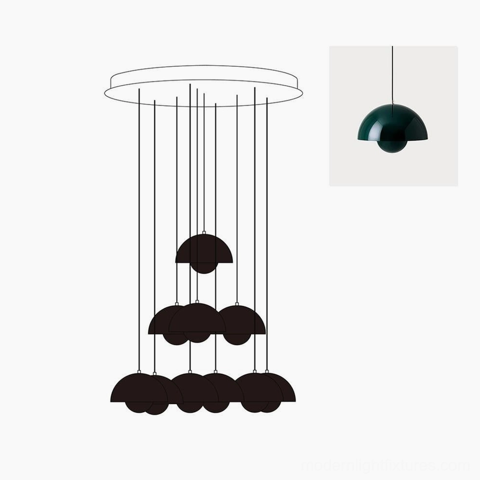 Contemporary 31-head dome pendant chandelier showing large-scale modern lighting fixture for spacious interiors
