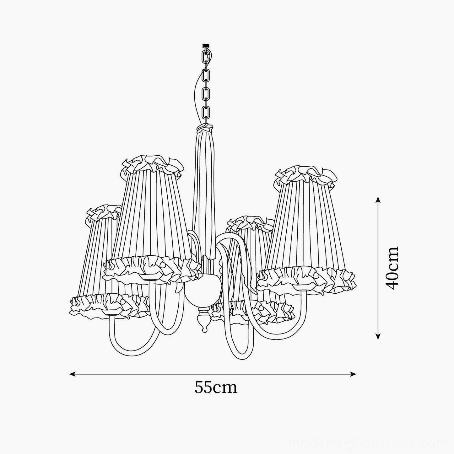 4-head vintage chandelier technical drawing specification 55cm