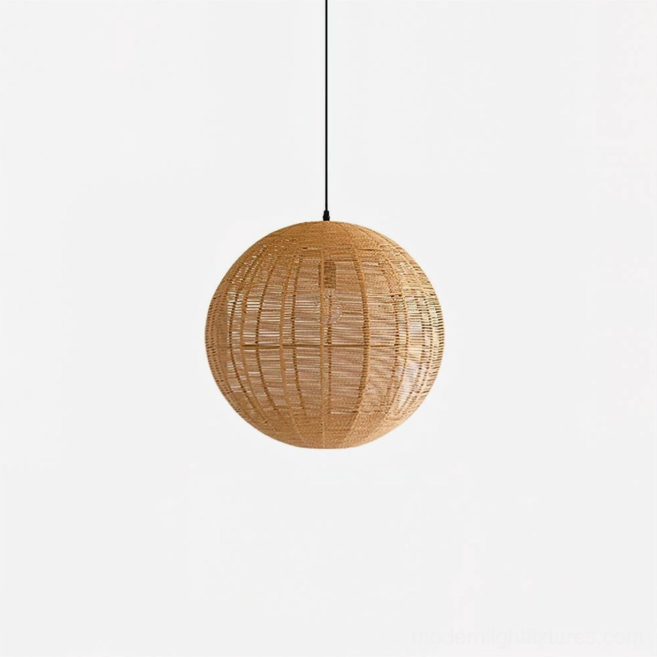 40cm natural rattan woven pendant light with adjustable hanging wire setup