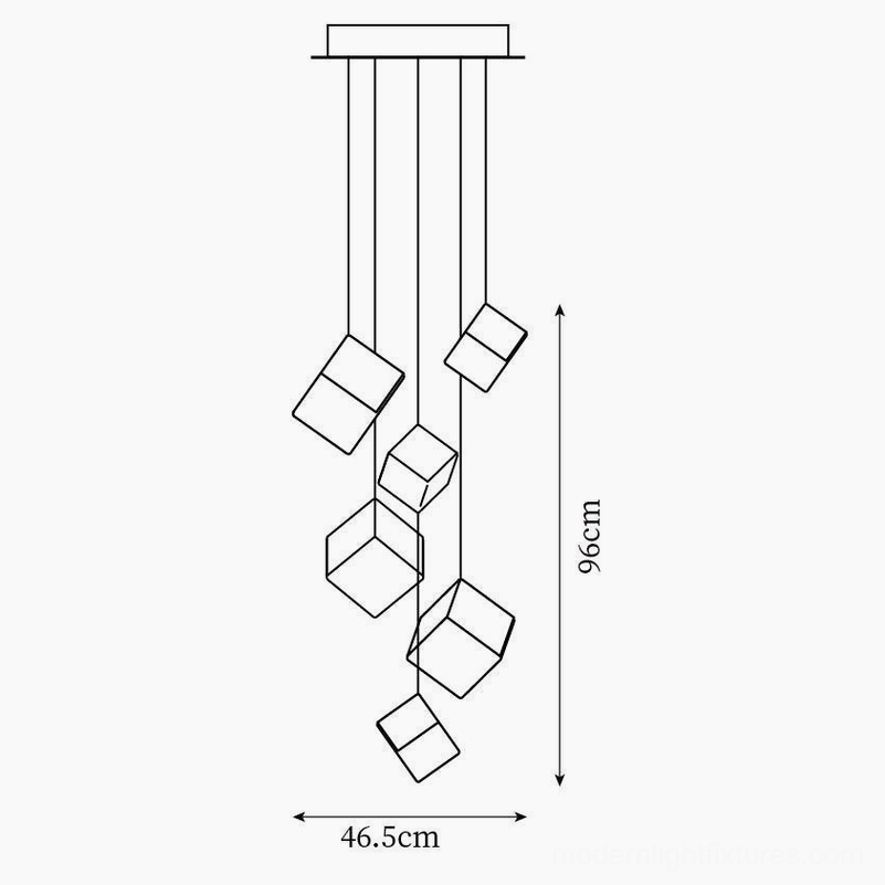 6-head modern cube chandelier technical reference 46.5cm diameter specification