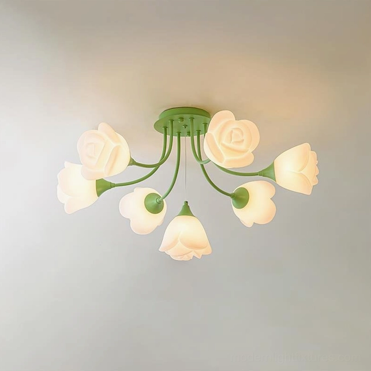 7-head rose ceiling light 72cm diameter compact size with warm white LED integration