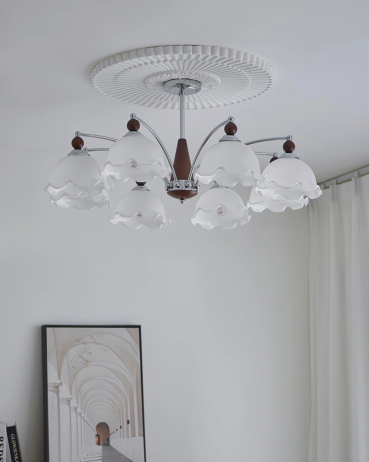 8-head Claudia Floral Glass Chandelier multi-head vintage design studio photography