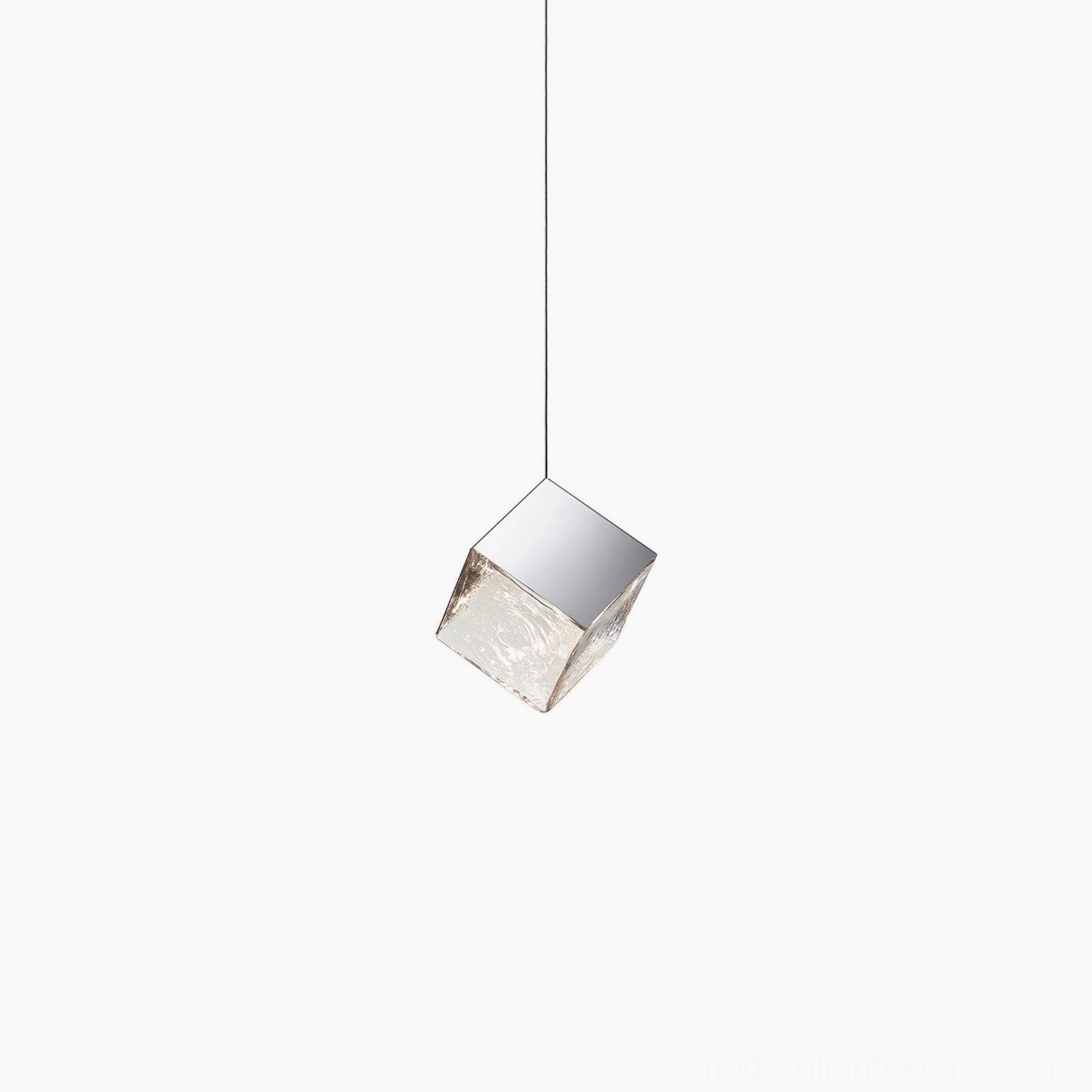 Contemporary 9-head cube chandelier high ceiling foyer installation