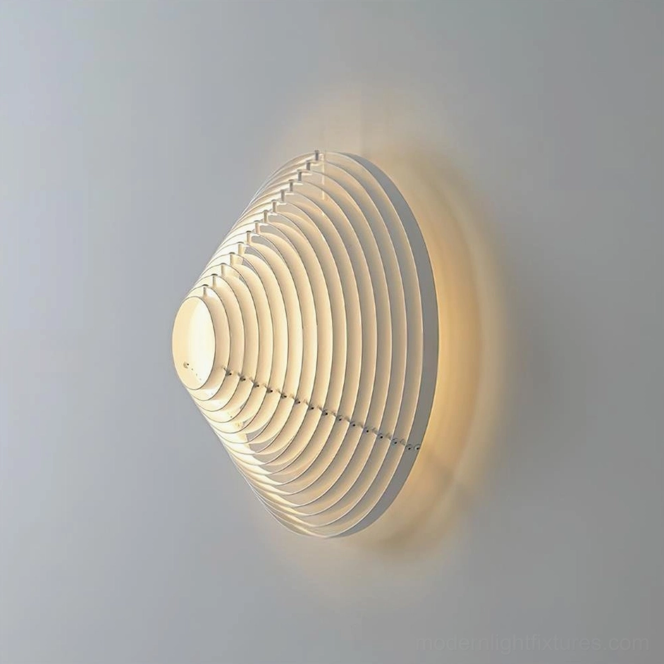 A662 ceiling light side view conical form matte white slatted fixture