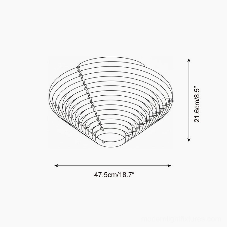 A662 modern ceiling light technical specification drawing dimensions conical slats