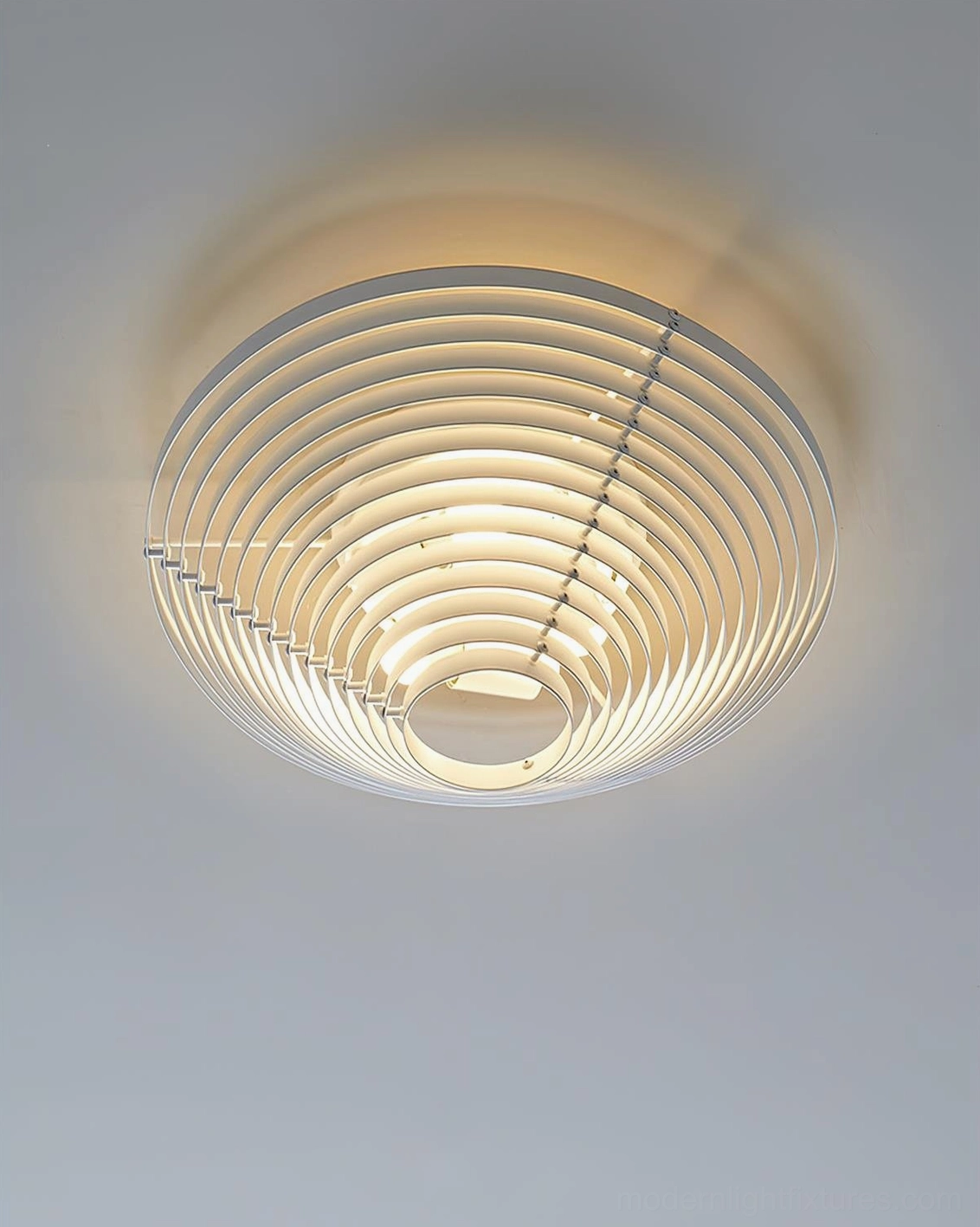 A662 modern slatted ceiling lamp front overhead illuminated symmetrical design