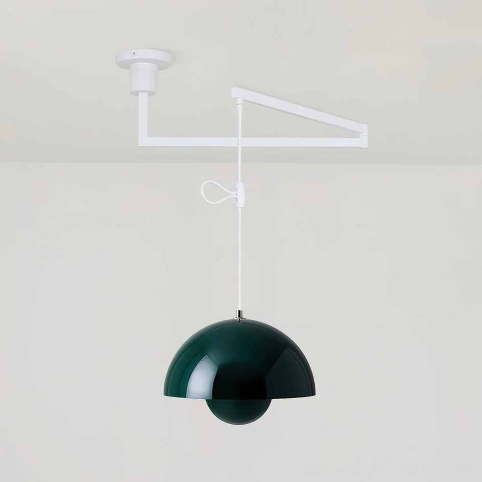Adjustable swing arm pendant light industrial contemporary design accent fixture